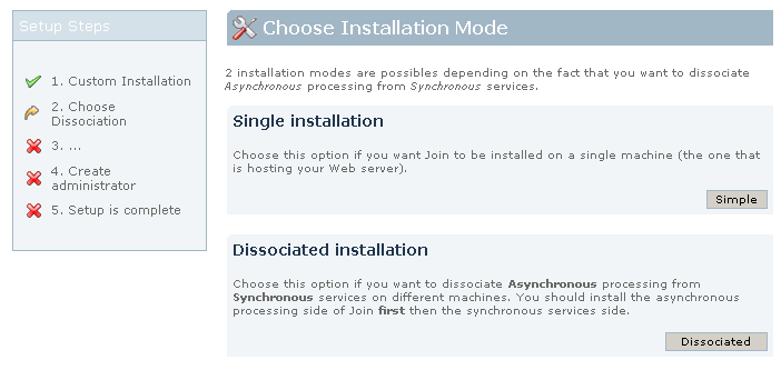 Choosing installation mode