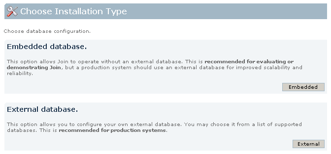 Choosing database configuration