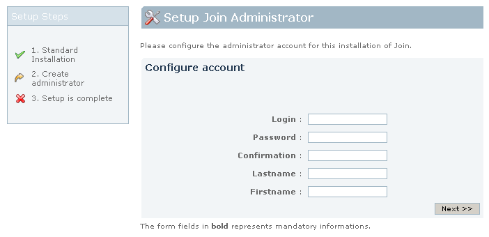 Create Join administrator